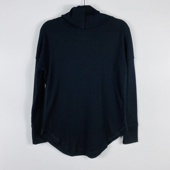 Maeve Anthropologie Size XS Ainsley Thermal Turtleneck Top Black Cotton Blend - Picture 3 of 6